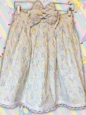 Handmade Pastel Rainbow Pegasus Unicorn Fairy Kei Sweet Lolita Skirt Sz M/L